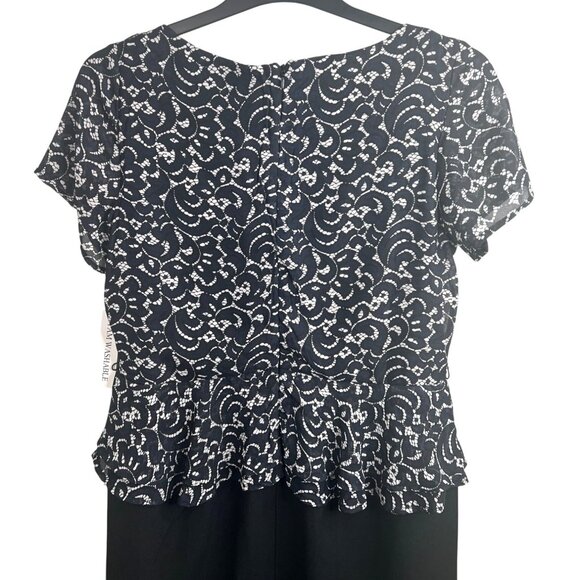 Shelby & Palmer Womens Short Sleeve Black & White Peplum Dress Size 12 - Picture 5 of 13